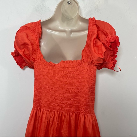 Tory Burch smocked tiered midi dress size large L orange - Picture 7 of 9